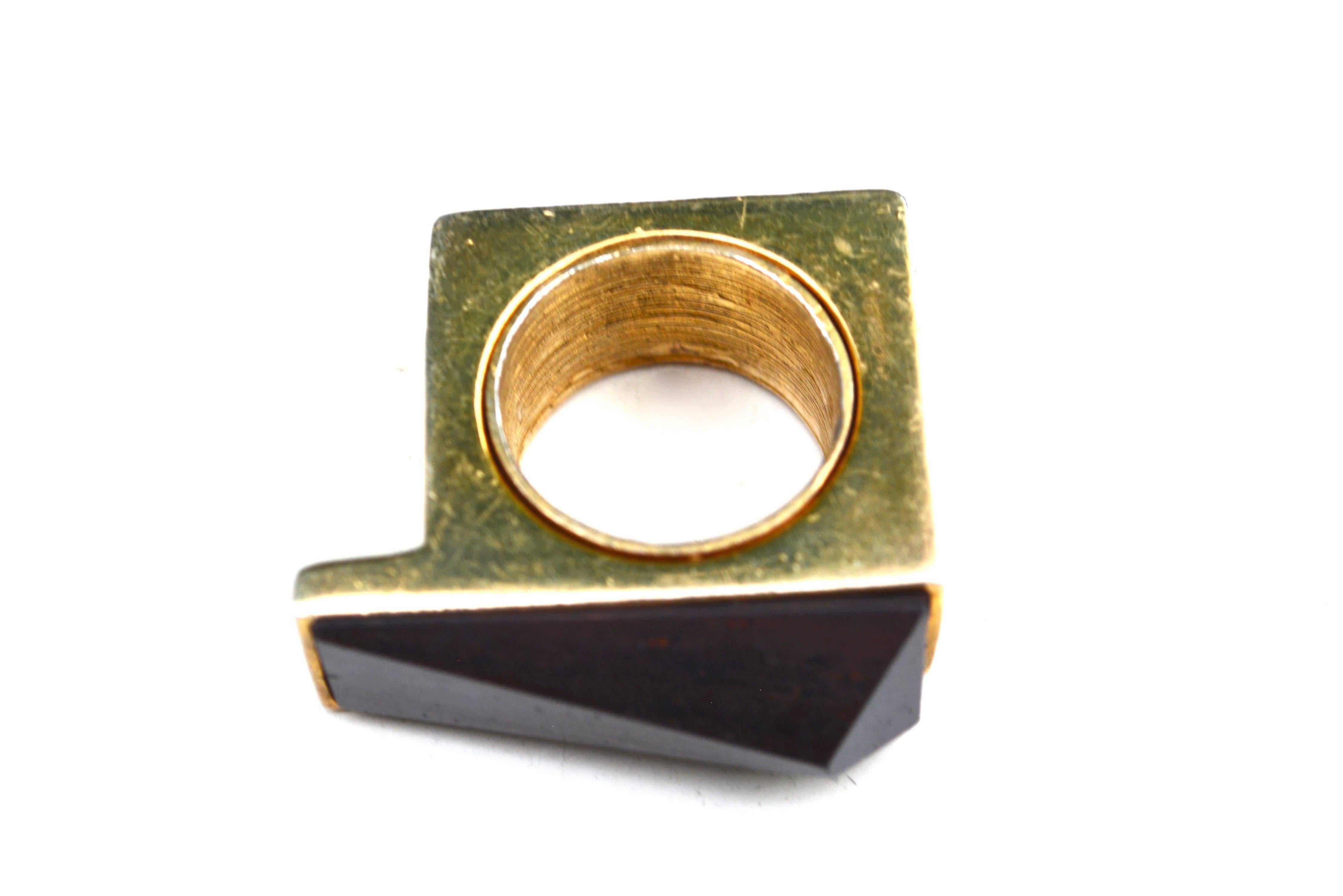 Modernist Vermeil Wood Ring  In Good Condition For Sale In Litchfield County, CT