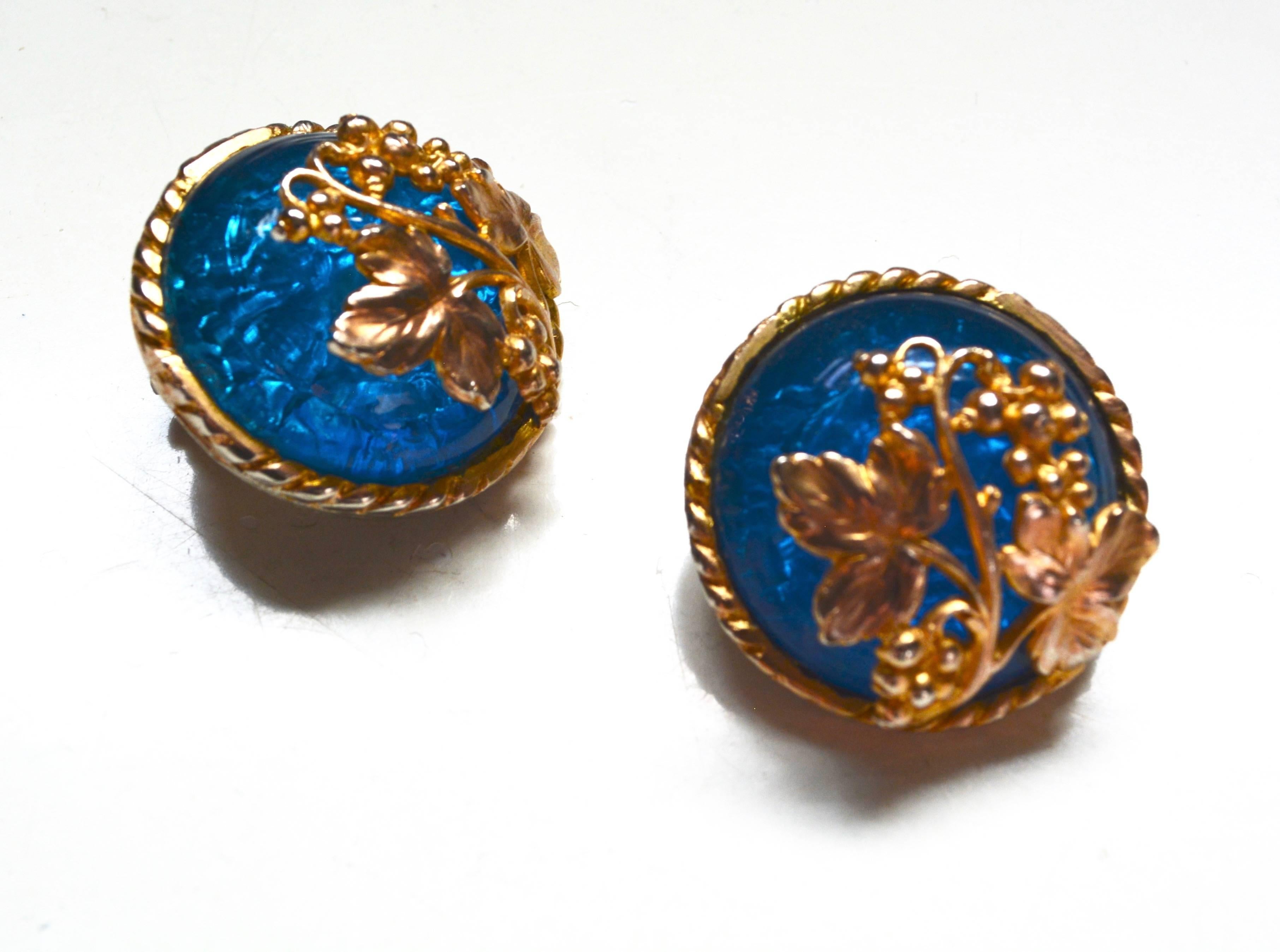 80s Dominique Aurientis Gripoix Earrings In Excellent Condition In Litchfield County, CT