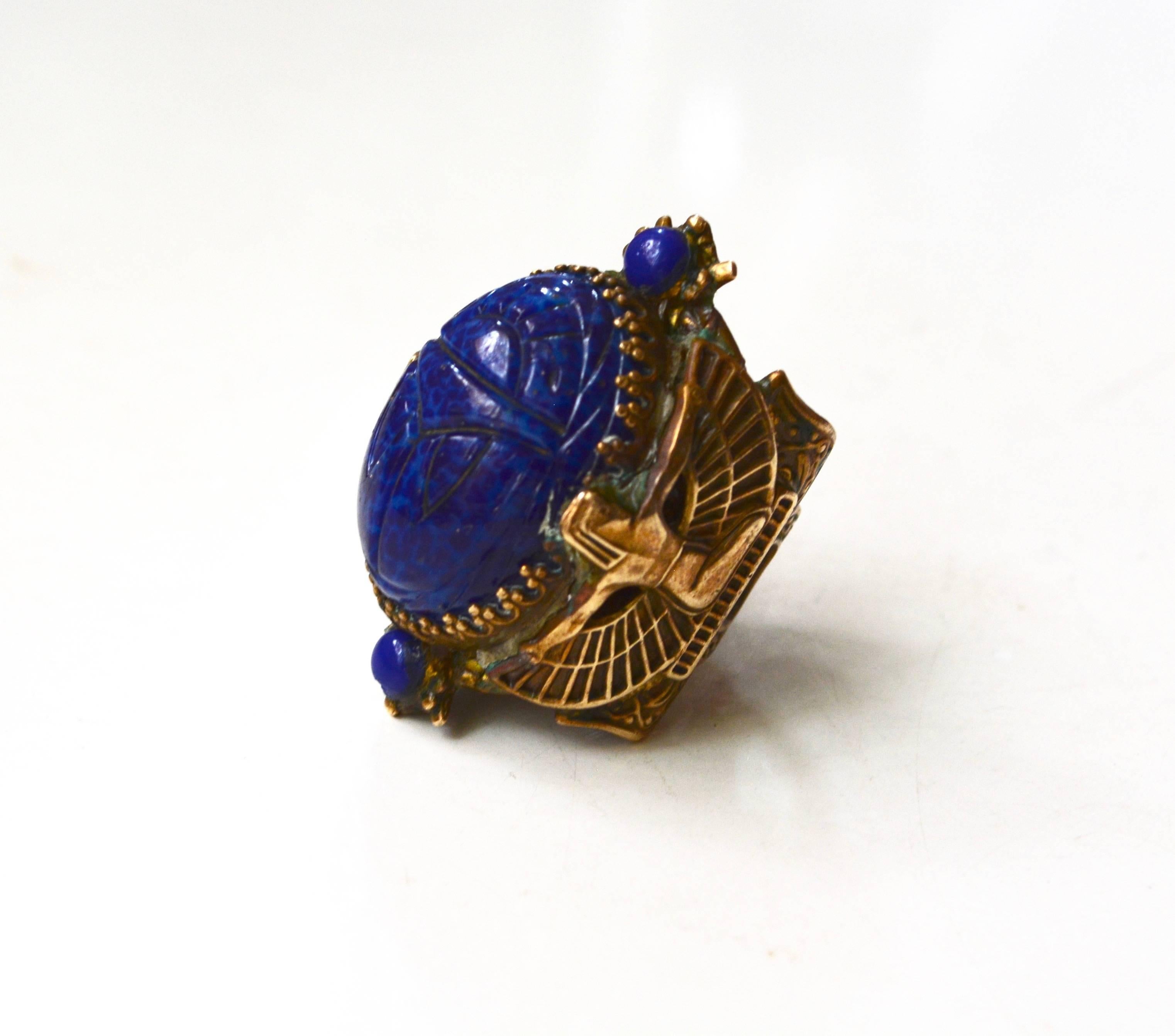 20s Egyptian Revival Scarab Isis Ring In Good Condition In Litchfield County, CT