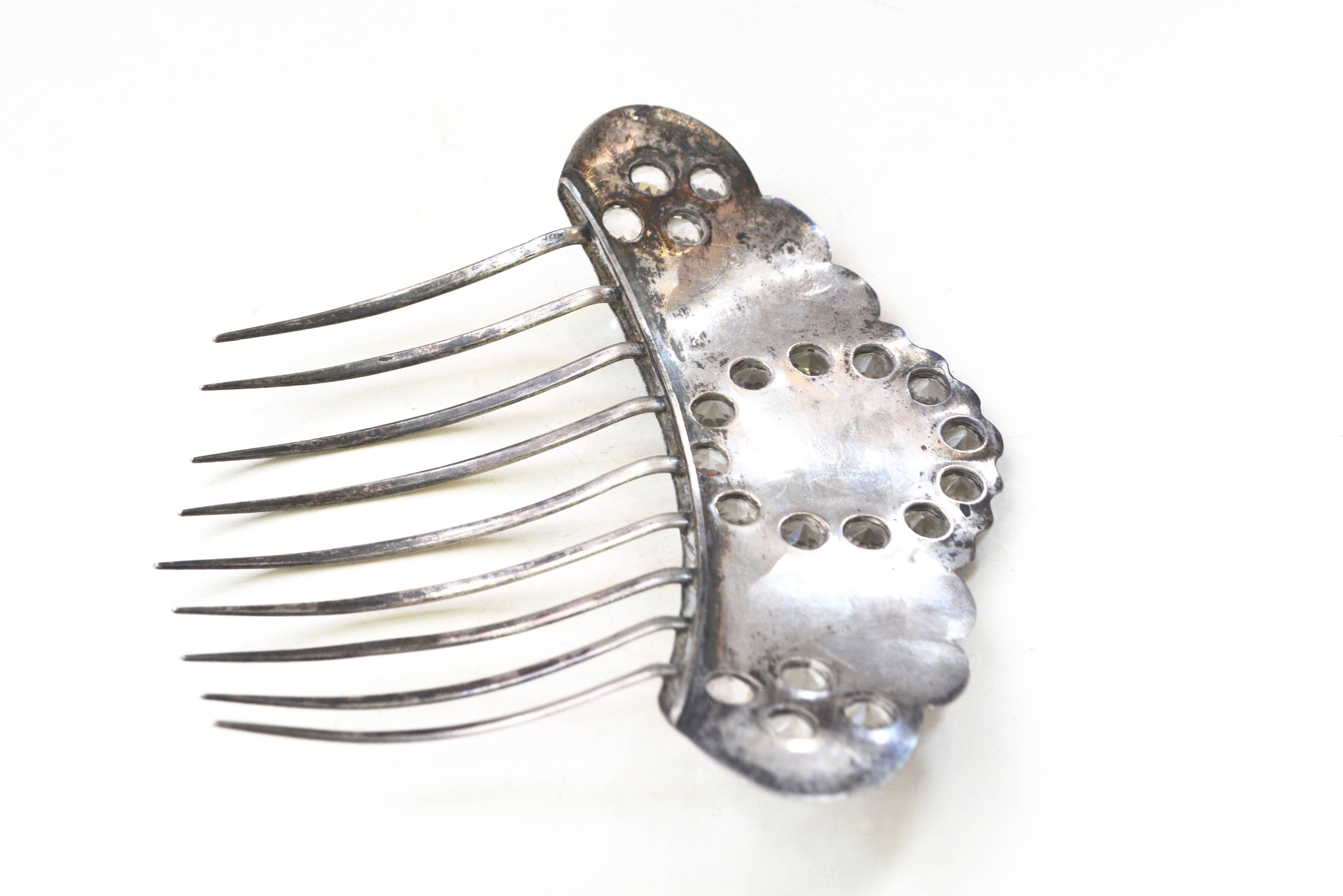 antique silver hair comb