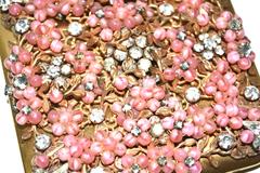 1940s Glass Bead Blush Berry Compact