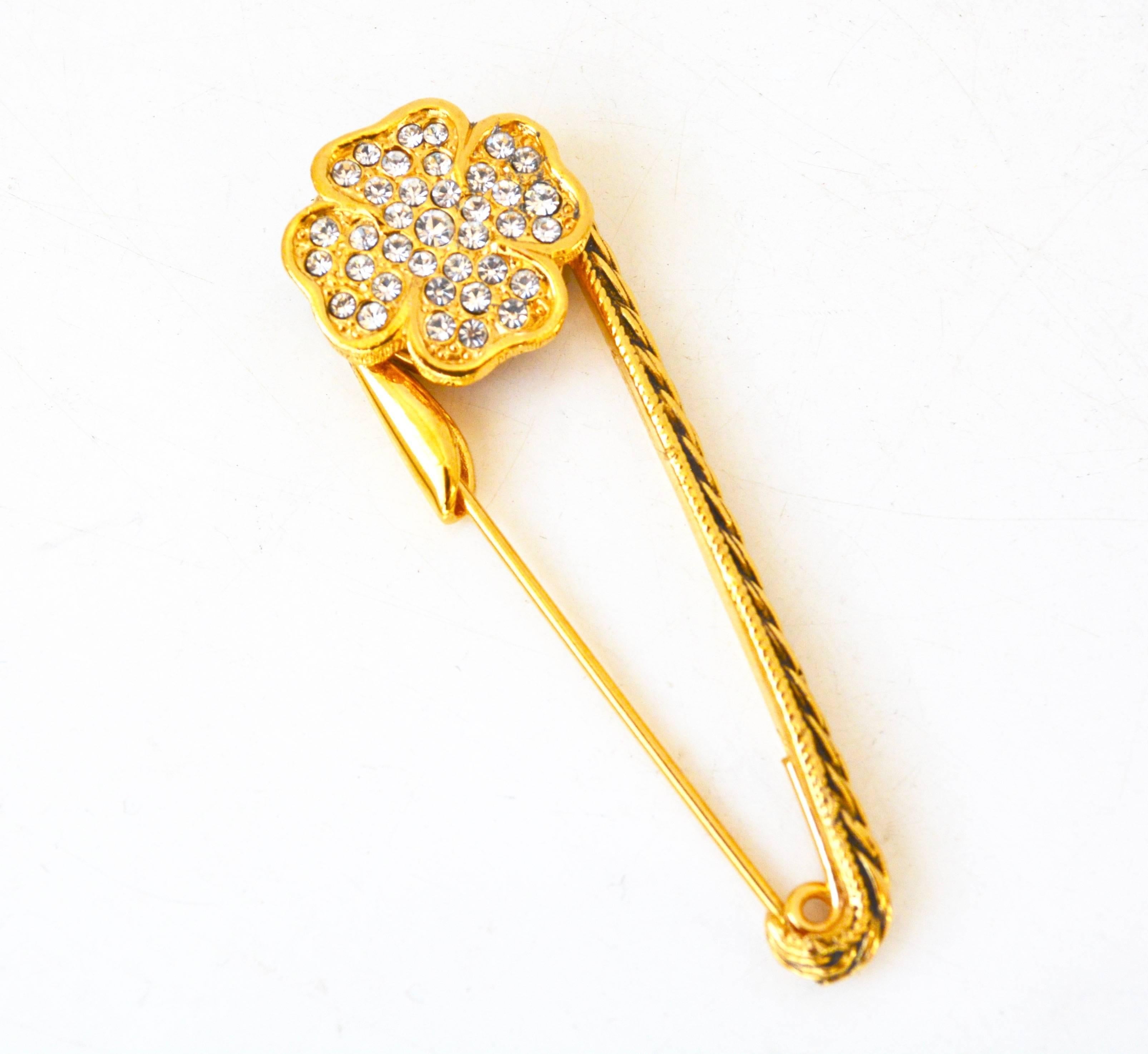 1984 Chanel Clover Safety Pin  In Excellent Condition In Litchfield County, CT