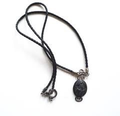 Prada Sterling and Leather Carved Cameo Necklace