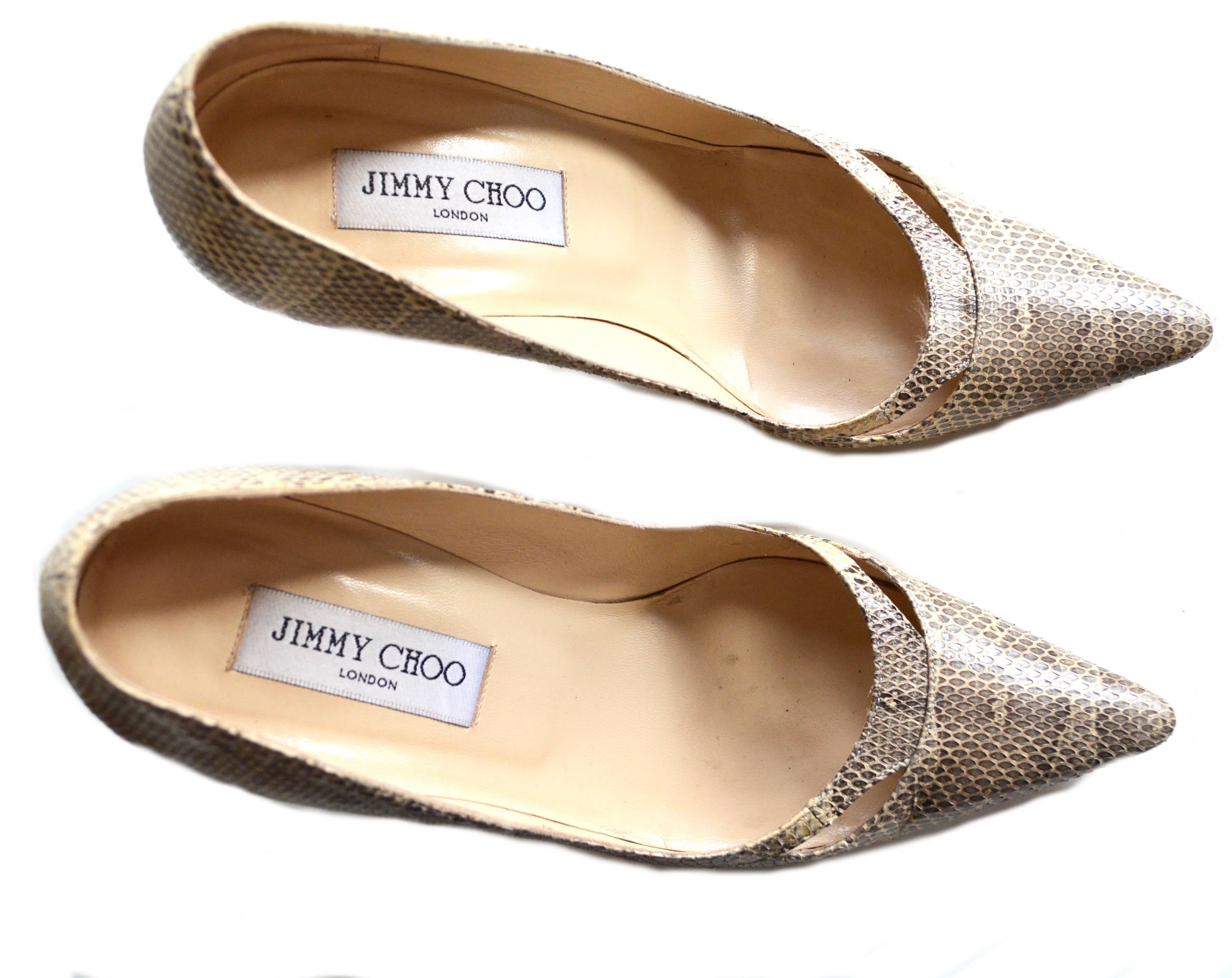 Beige Jimmy Choo Snake Skin Heels