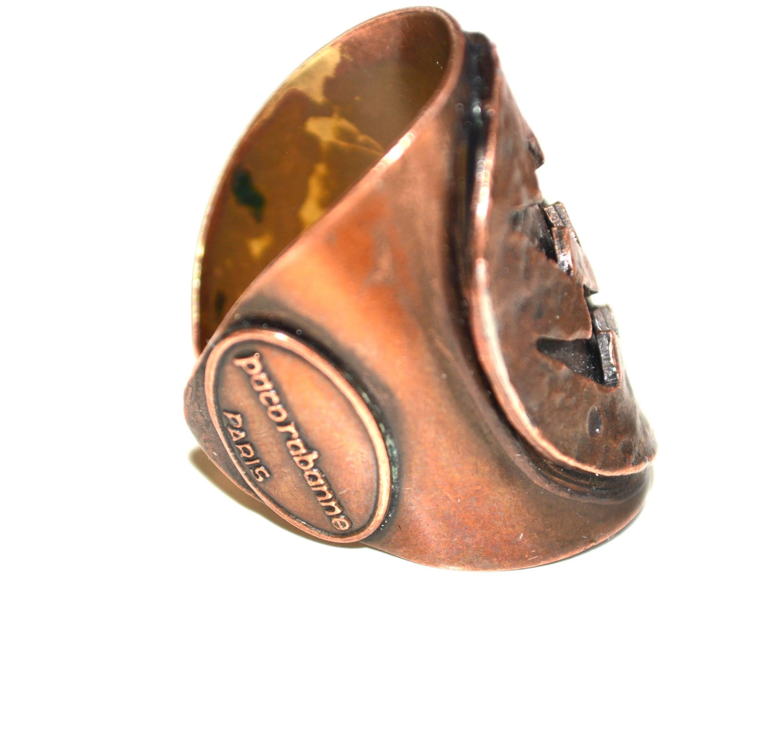 60s Paco Rabanne Copper Ring In Good Condition In Litchfield County, CT