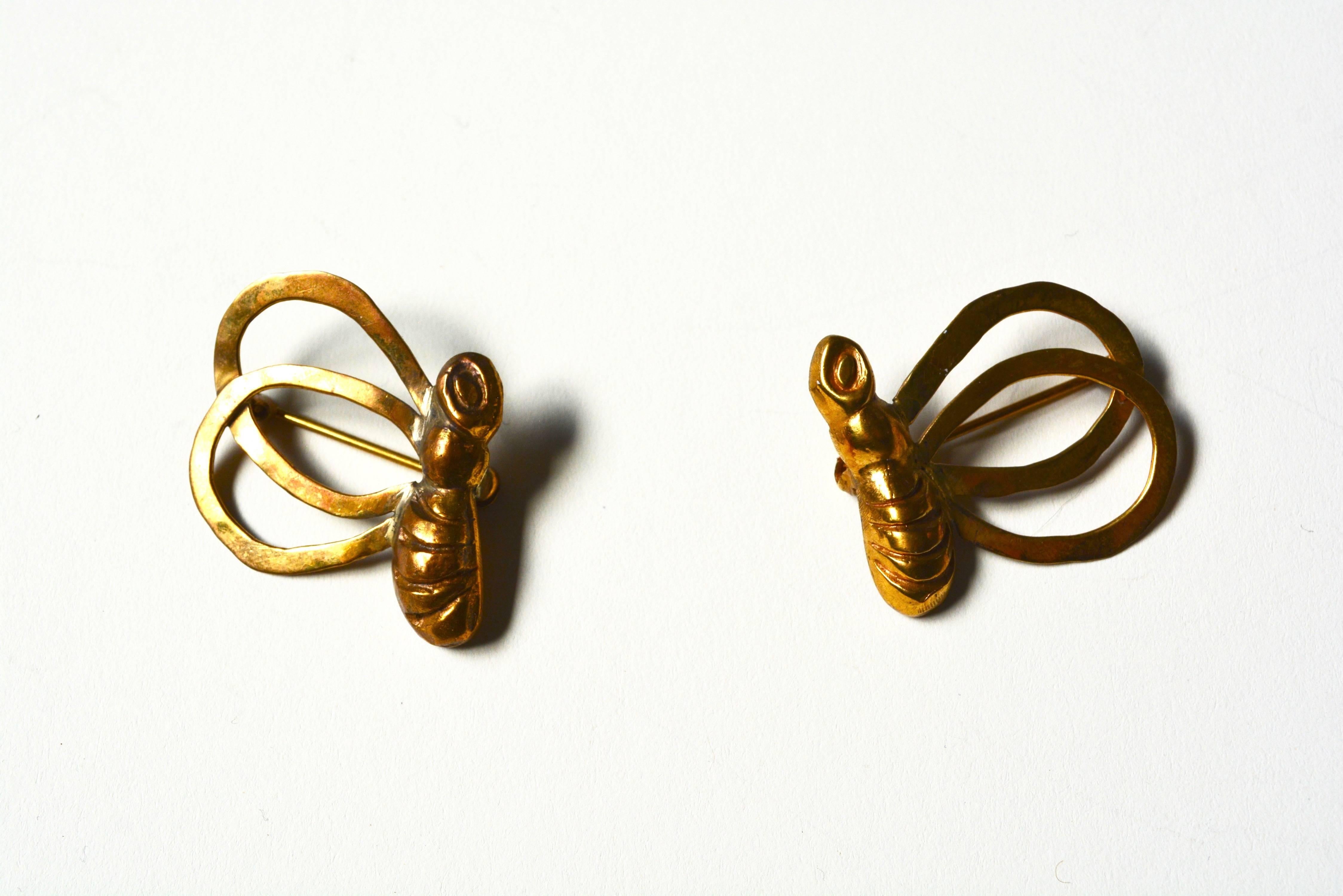 1940s-50s signed LV gilt bee brooches.  About 1.25