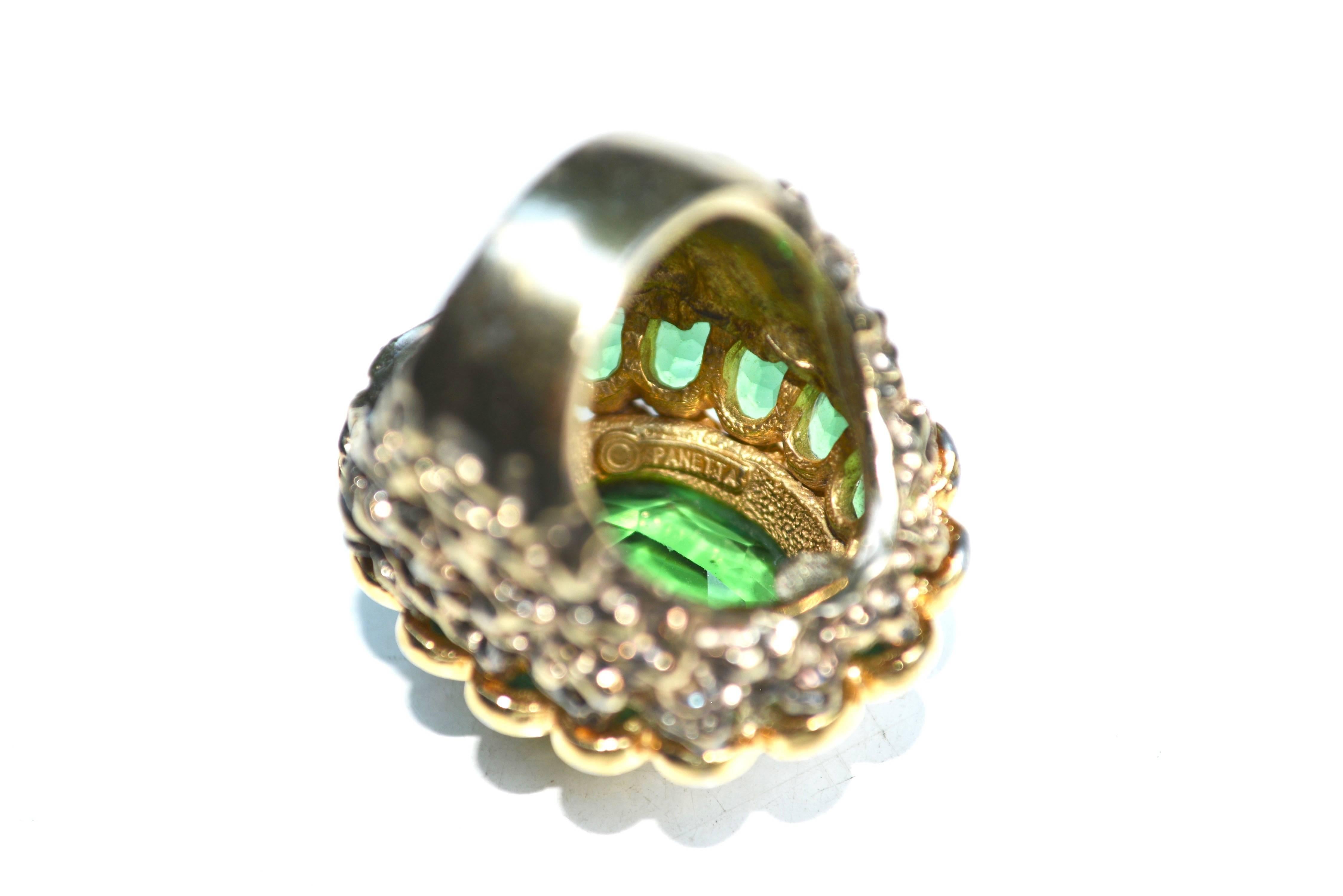 60s Panetta Cocktail Ring Green In Good Condition For Sale In Litchfield County, CT