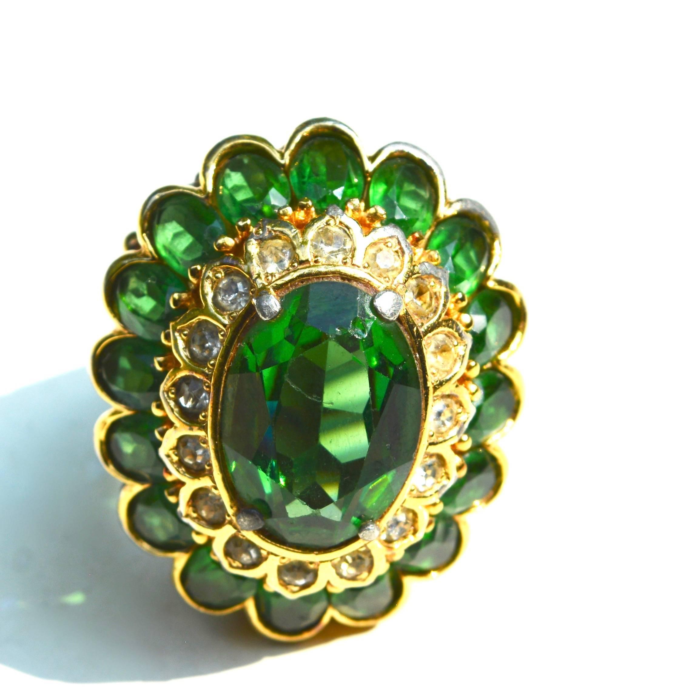Women's or Men's 60s Panetta Cocktail Ring Green For Sale
