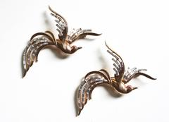 1950s Sterling Trifari Oversized Bird of Paradise Brooches