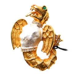 1960s Kenneth Jay Lane for Laguna Dragon Brooch