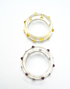 Vintage Bakelite and lucite cabochon bangles