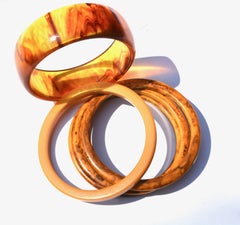 Apple Juice Swirl Bakelite Bracelets