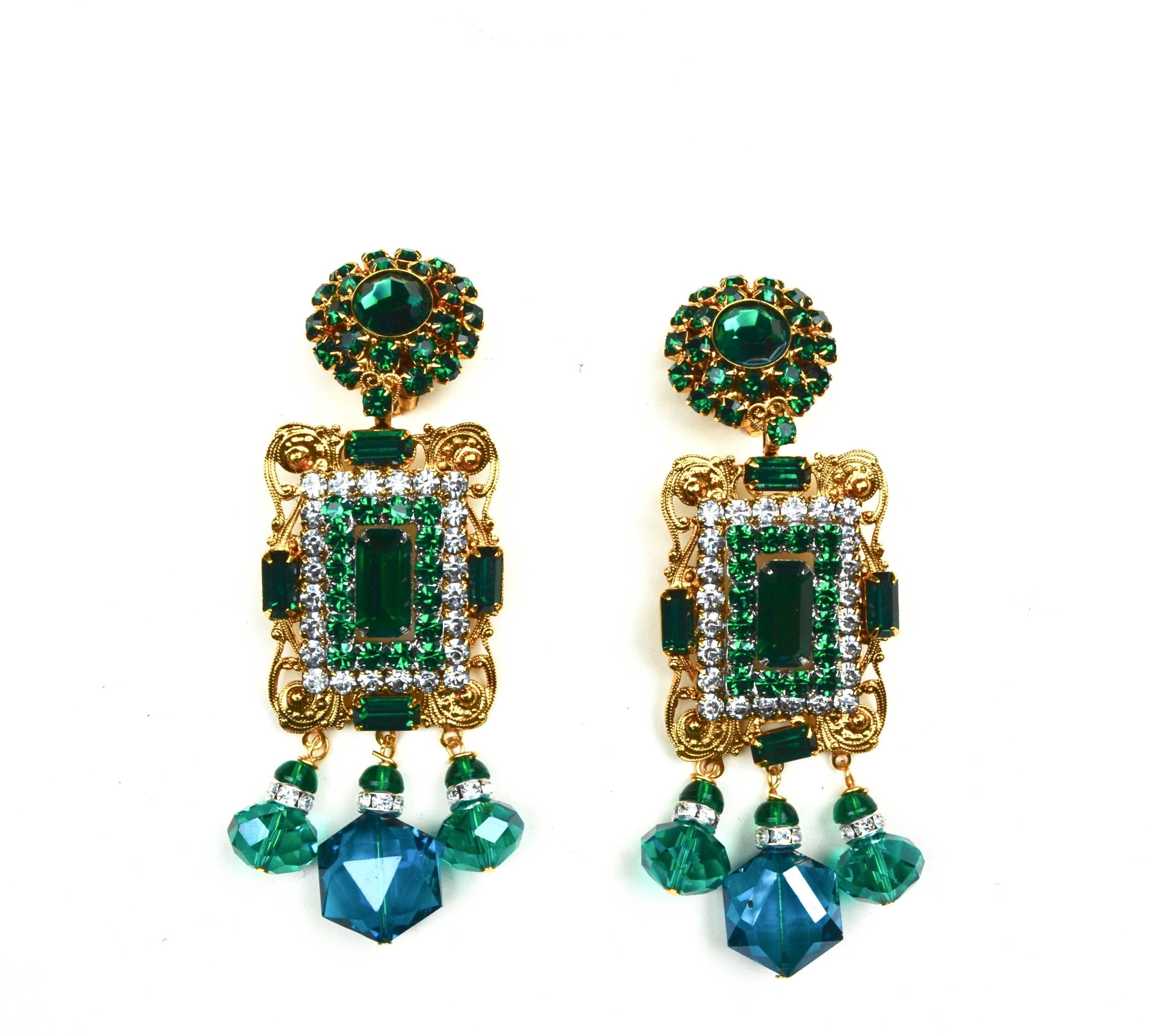 Larry Vrba Emerald Earrings In Excellent Condition In Litchfield County, CT