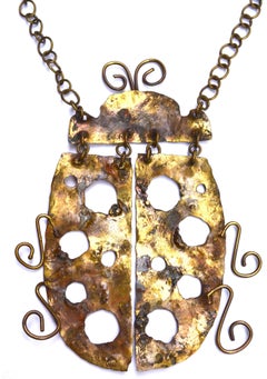 Vintage Brutalist Bug Necklace