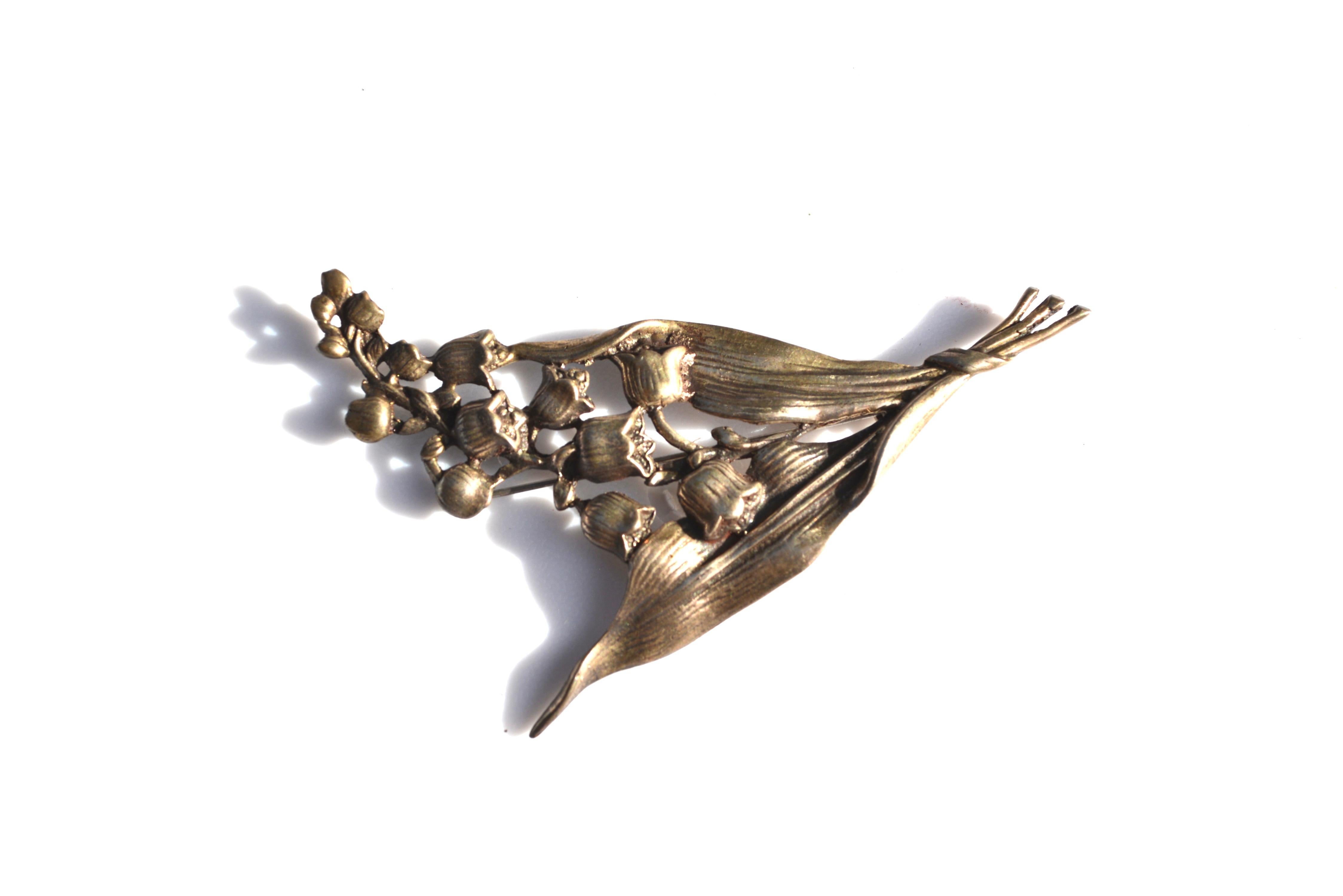 Oversized sterling marked, Lily of the Valley Brooch. Charming design and nice scale. 4