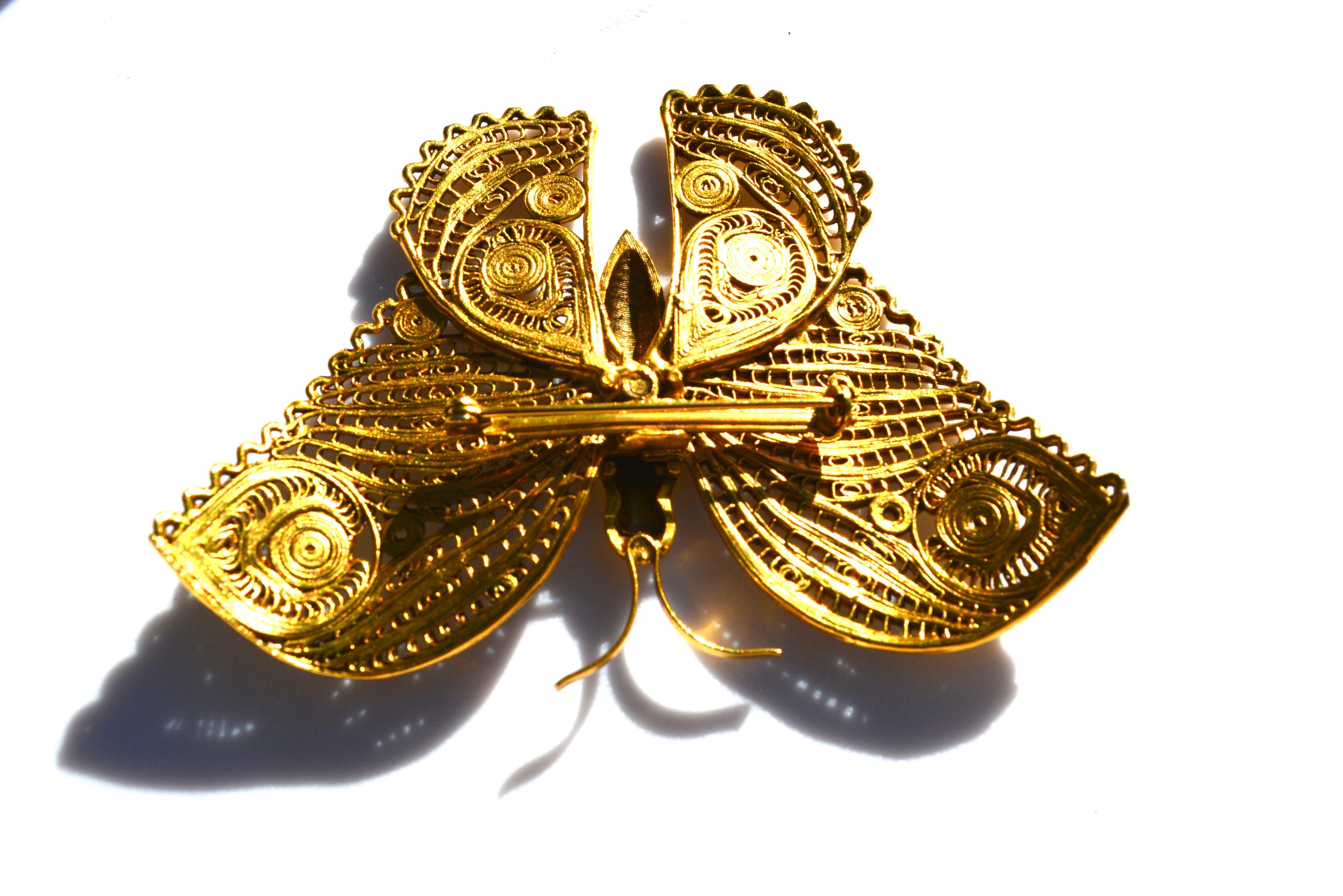 Women's 1970s Figurative Oversized Butterfly Brooch For Sale