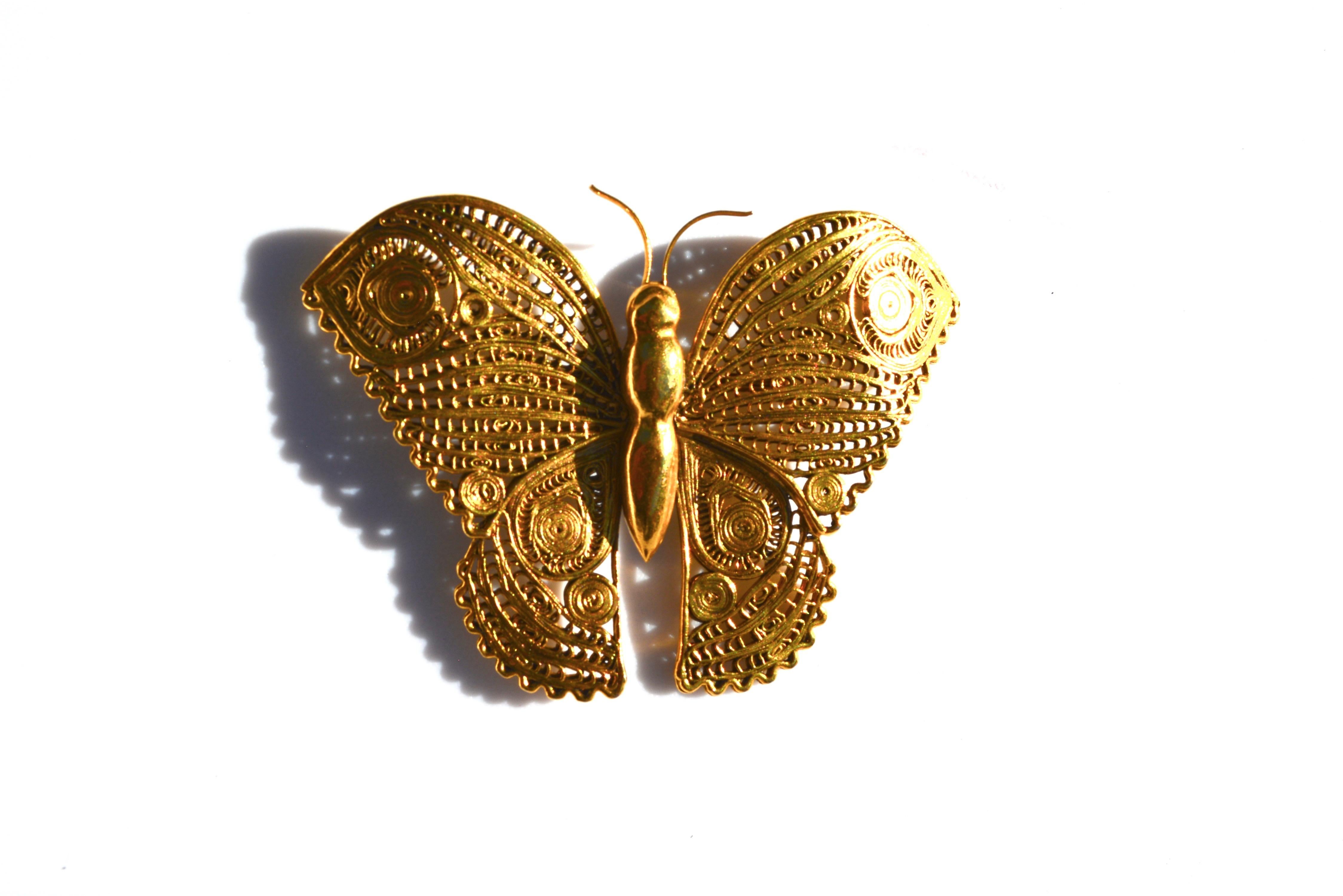 1970s Figurative Oversized Butterfly Brooch For Sale 1