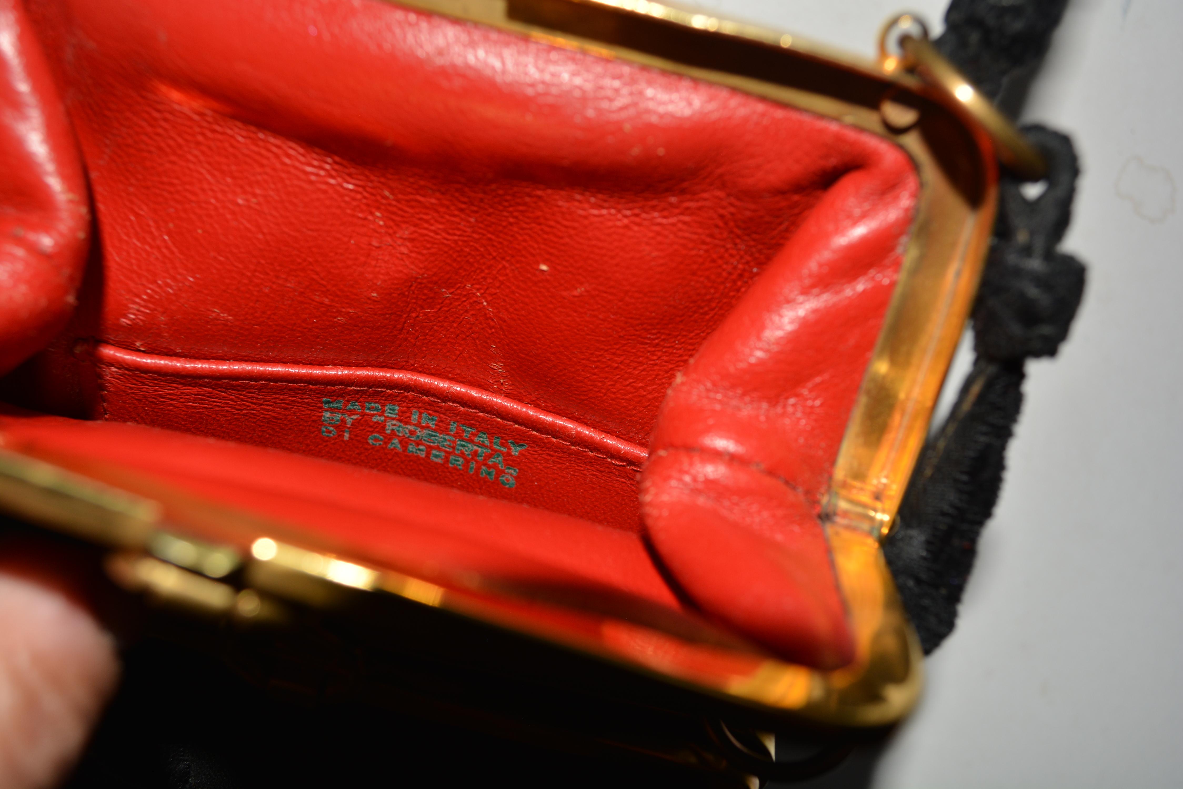 Roberta di Camarino Tassel Velvet Bag  In Good Condition For Sale In Litchfield County, CT