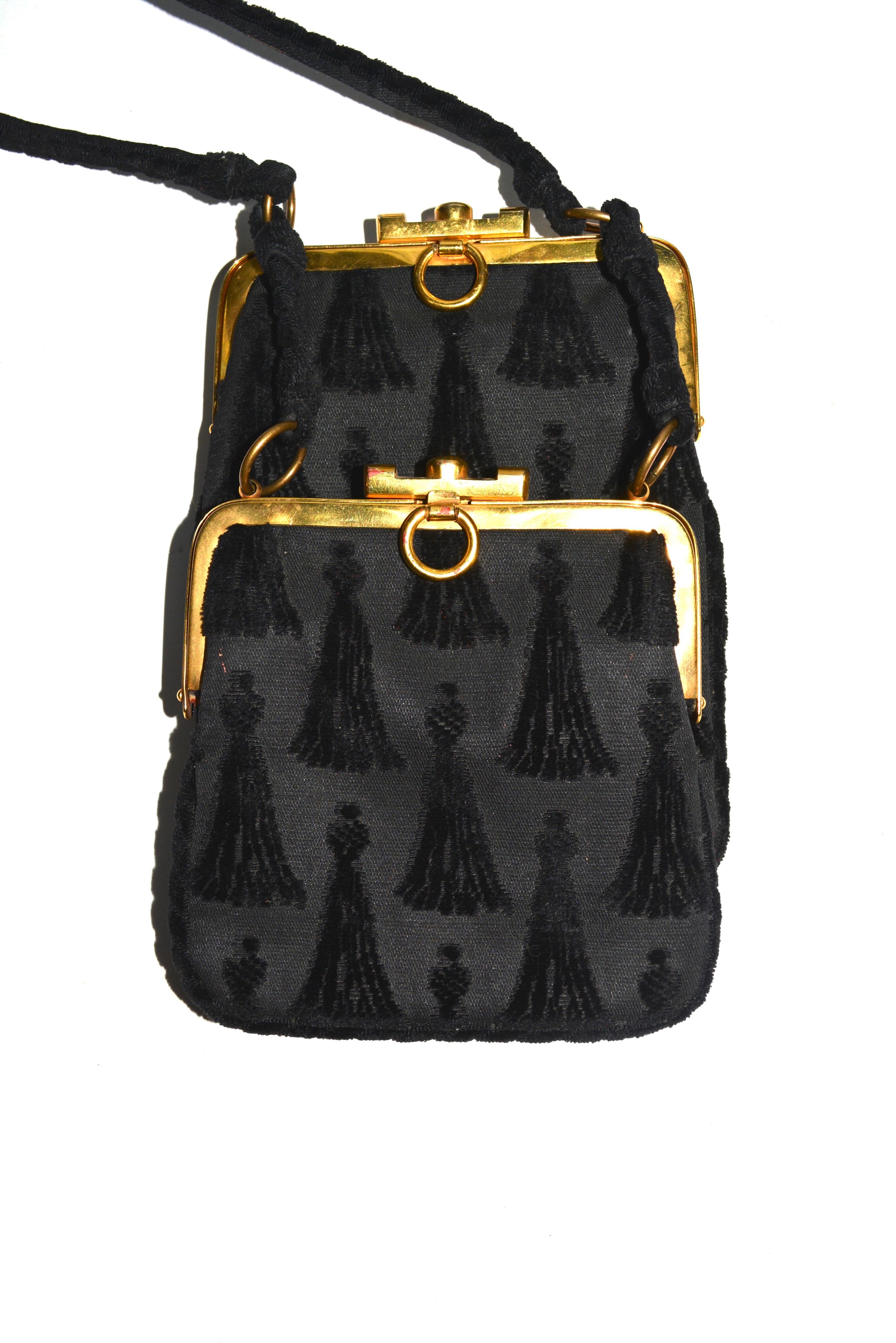 Black Roberta di Camarino Tassel Velvet Bag  For Sale