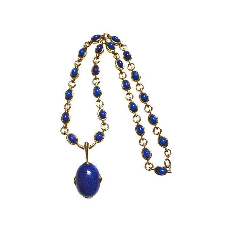 1970s Jomaz Lapis Glass Necklace