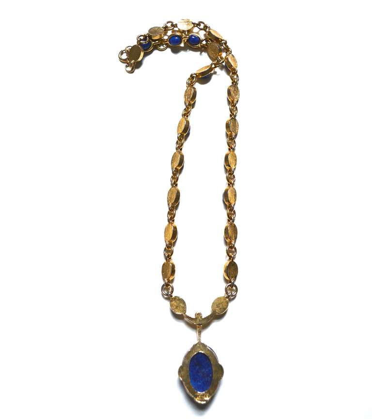 1970s Jomaz Lapis Glass Necklace In Excellent Condition In Litchfield County, CT
