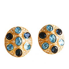 Christian Dior Earrings / Blue Glass