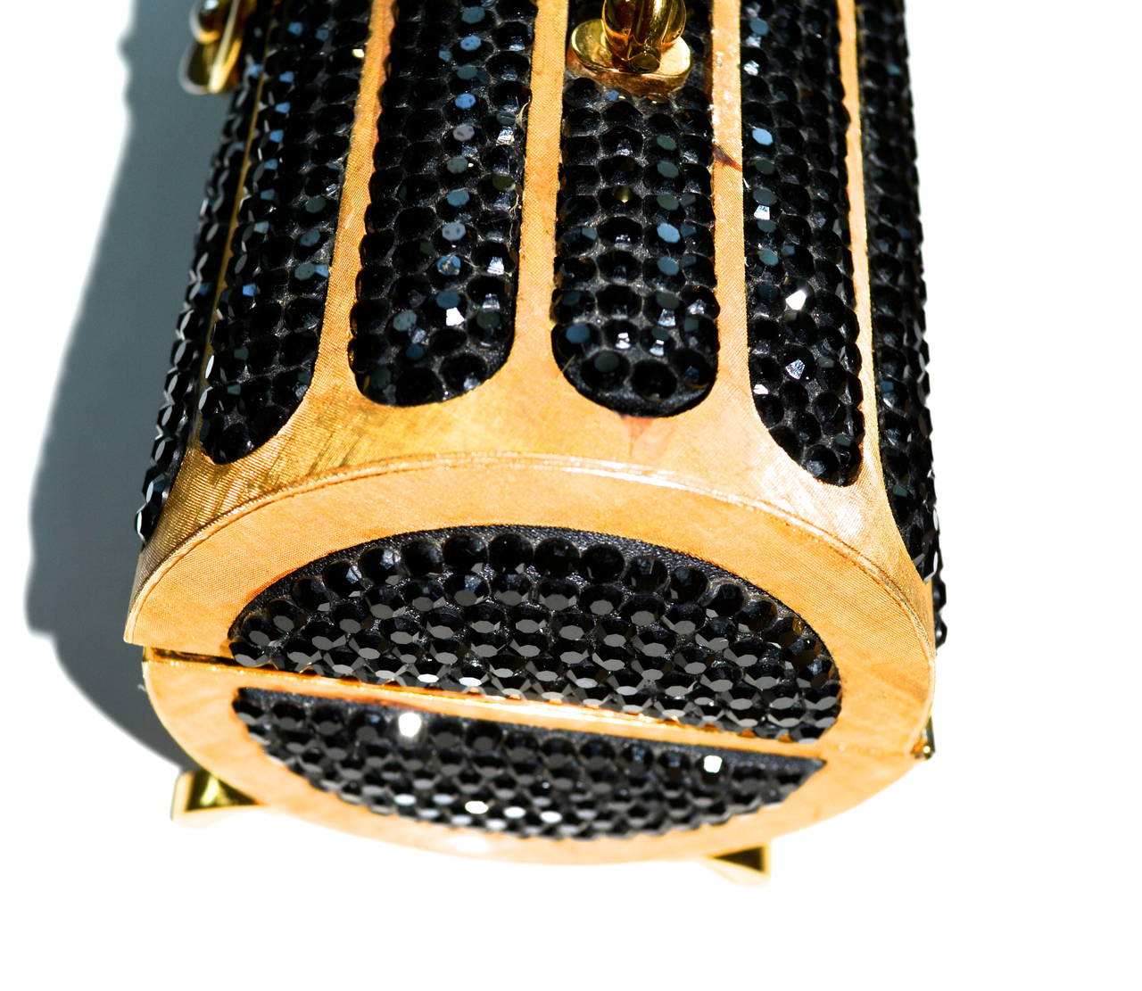 Black Judith Leiber Florentined Cylinder Swarovski crystal Handbag, 1968 