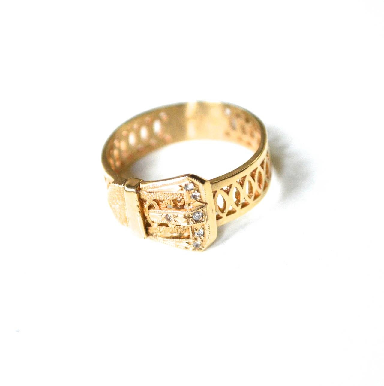 14k Diamond Buckle Ring