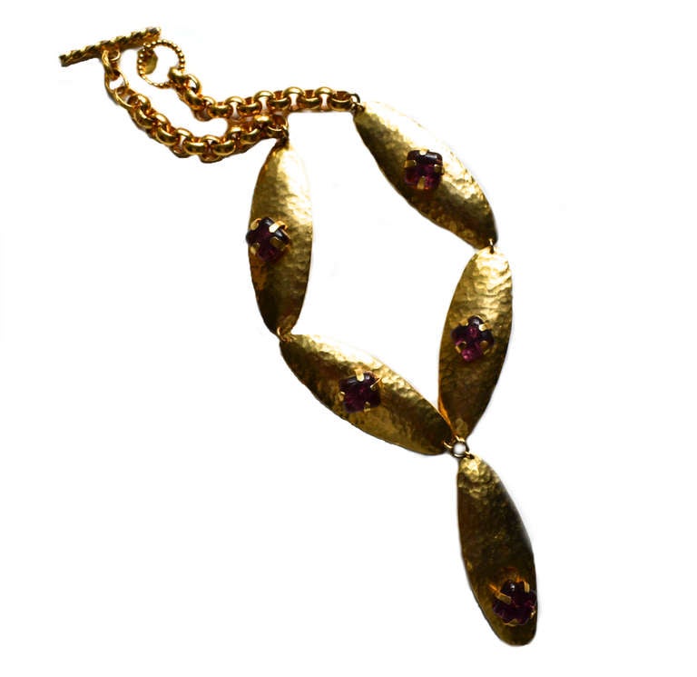 Dominique Aurientis Wine Gripoix Necklace In Excellent Condition For Sale In Litchfield County, CT