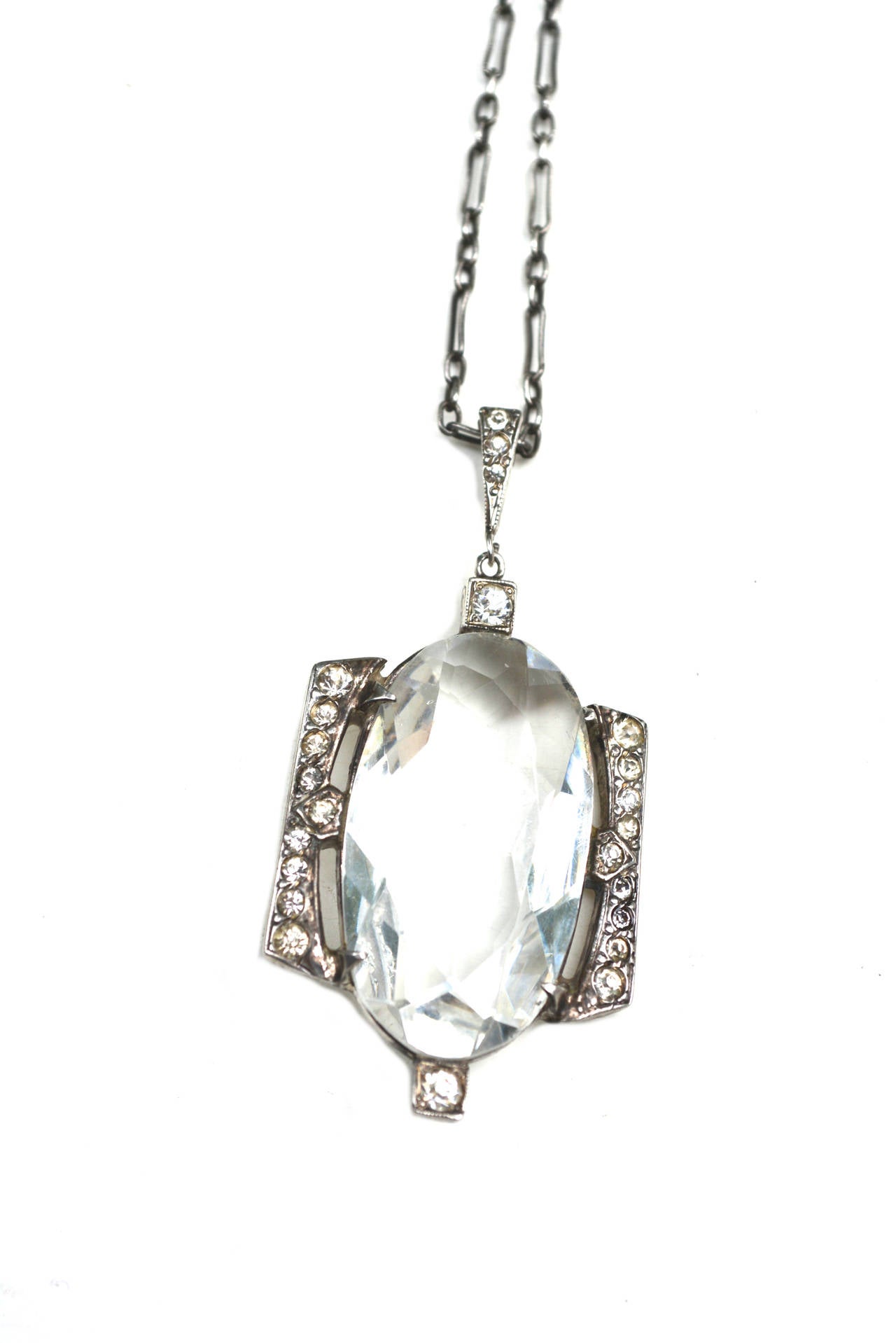 Women's 1920s Glass and Sterling Necklace
