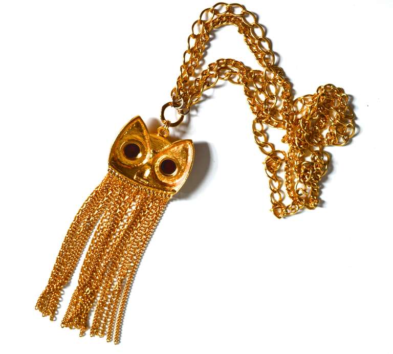 Women's Cadoro Fringe Owl Necklace