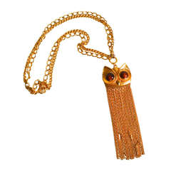 Vintage Cadoro Fringe Owl Necklace