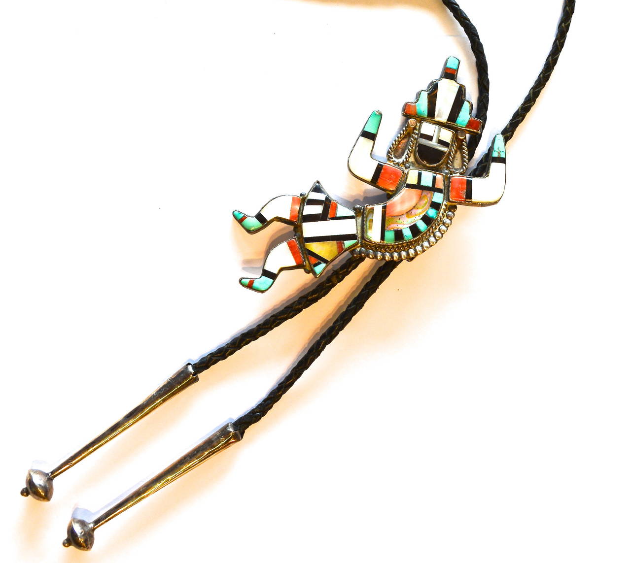 Oversized Zuni Kachina Bolo Tie In Excellent Condition In Litchfield County, CT