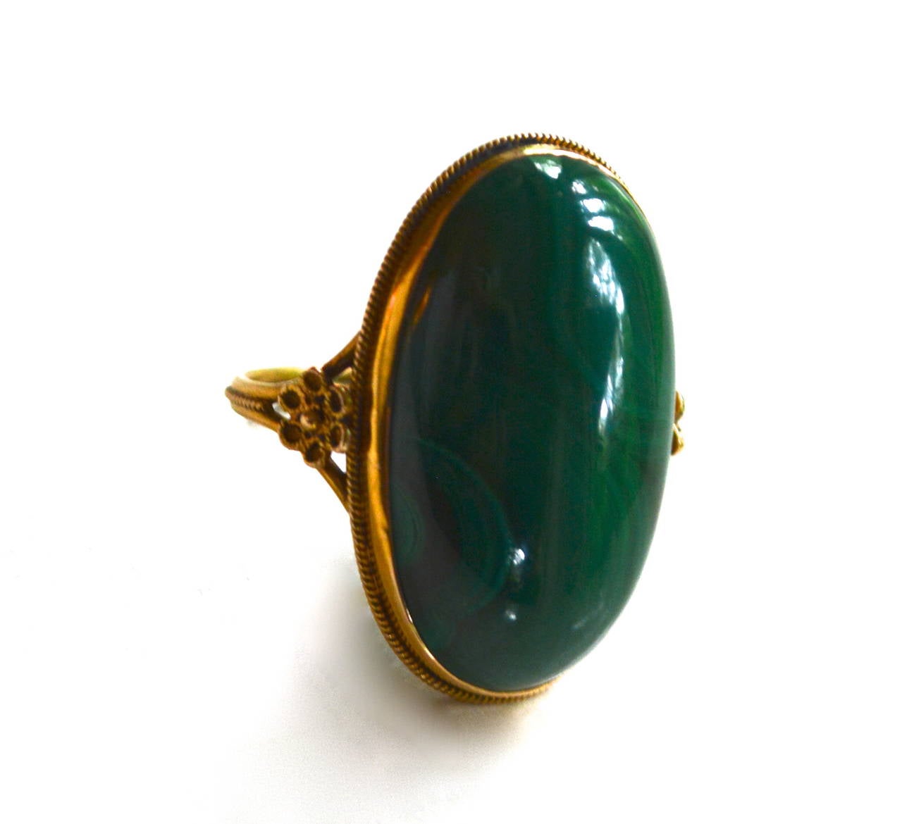 Women's Edwardian 18K Gold Malachite Ring