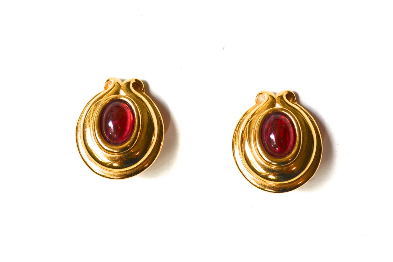 Fendi Fire Red Glass Earrings In Excellent Condition In Litchfield County, CT