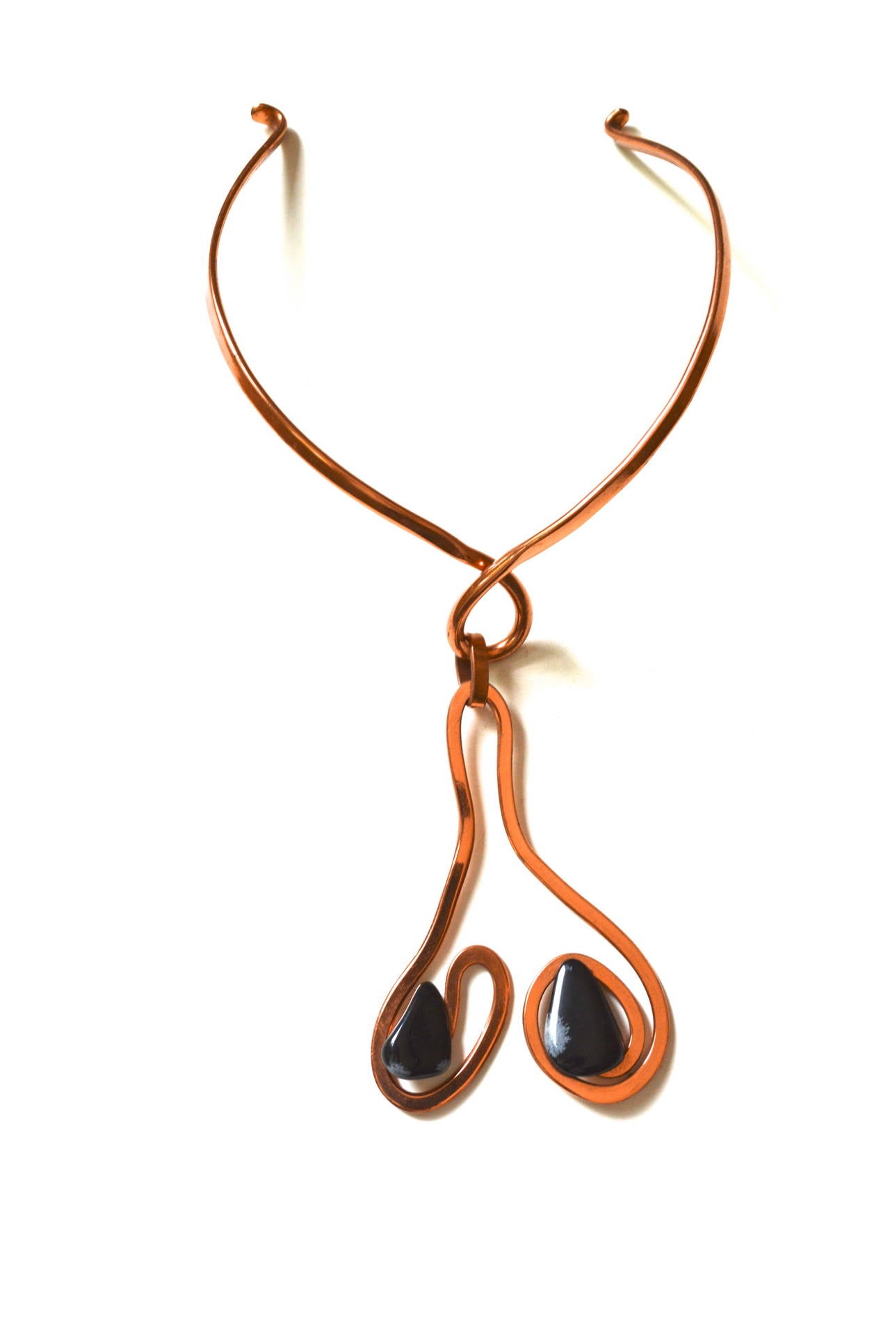 Women's or Men's Mid Century Mod Stone and Copper Necklace