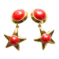 Vintage Escada Red Star Earrings