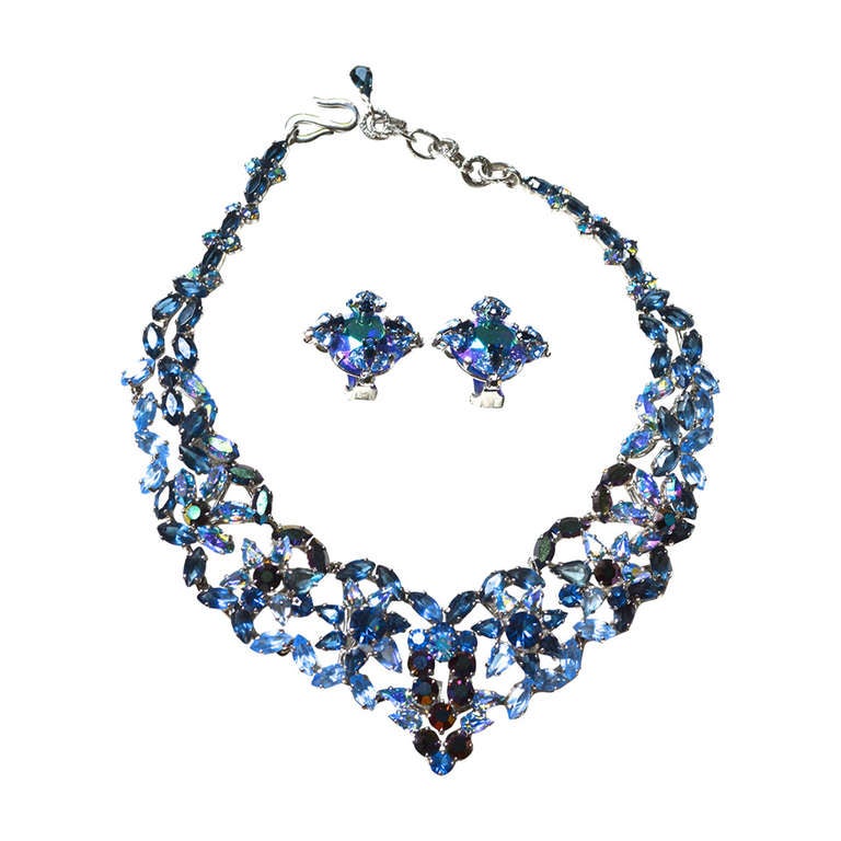 50s Christian Dior Necklace / 1958 Blue Ice Set For Sale