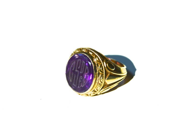Women's or Men's Intaglio 14K Amethyst Ring