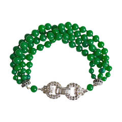 Vintage 1920s Paste Stone and Green Glass Bracelet