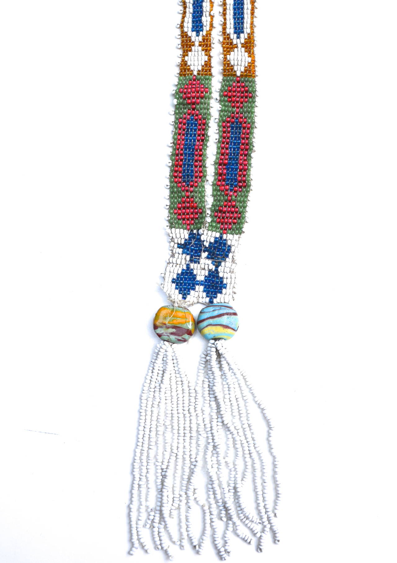 Women's or Men's 1920s Colorful Beaded Fringe Necklace For Sale