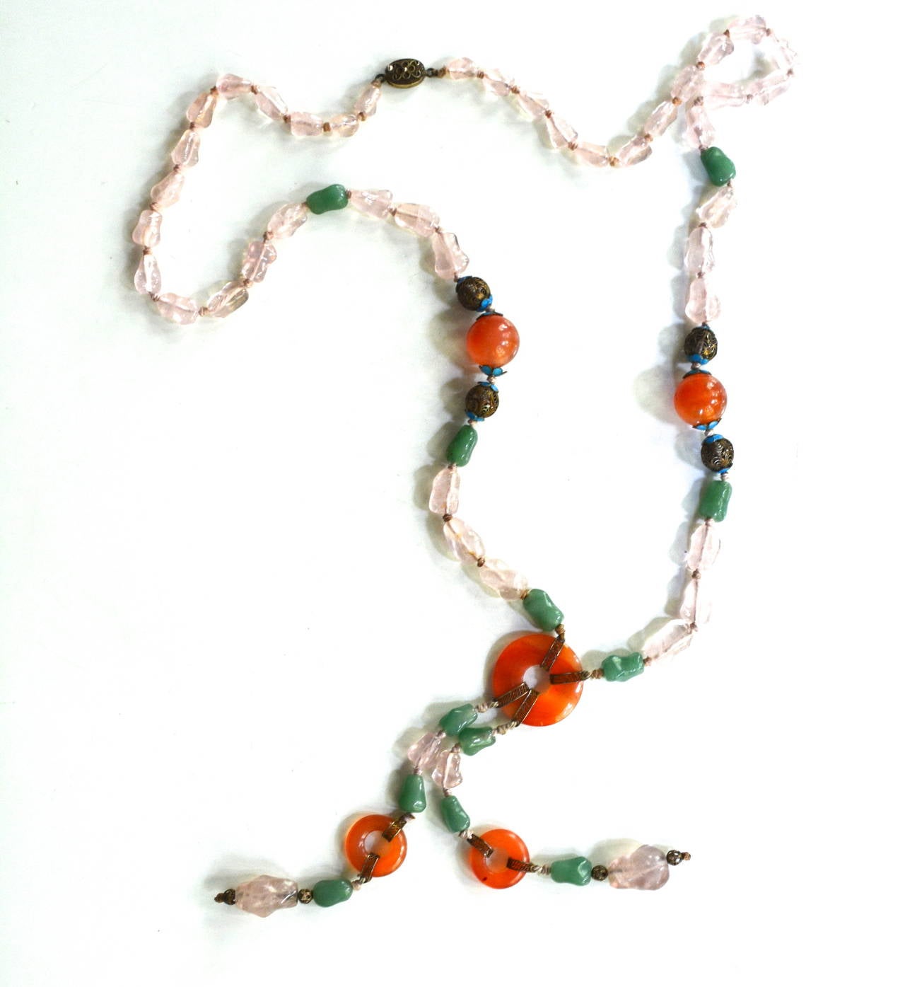 40s Gemstone Chinese Carnelian Necklace In Excellent Condition In Litchfield County, CT