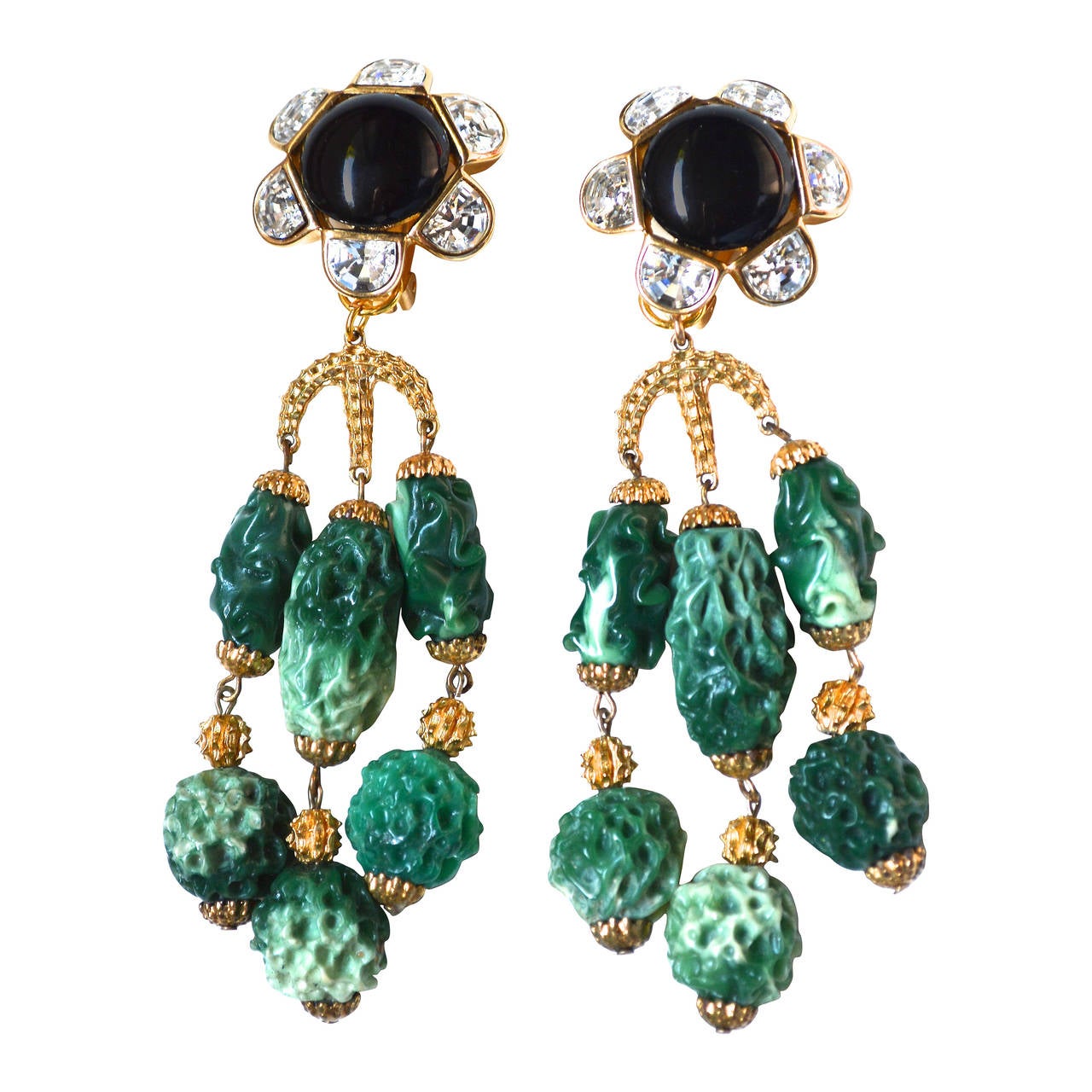 Dior Couture Green Drop Earrings