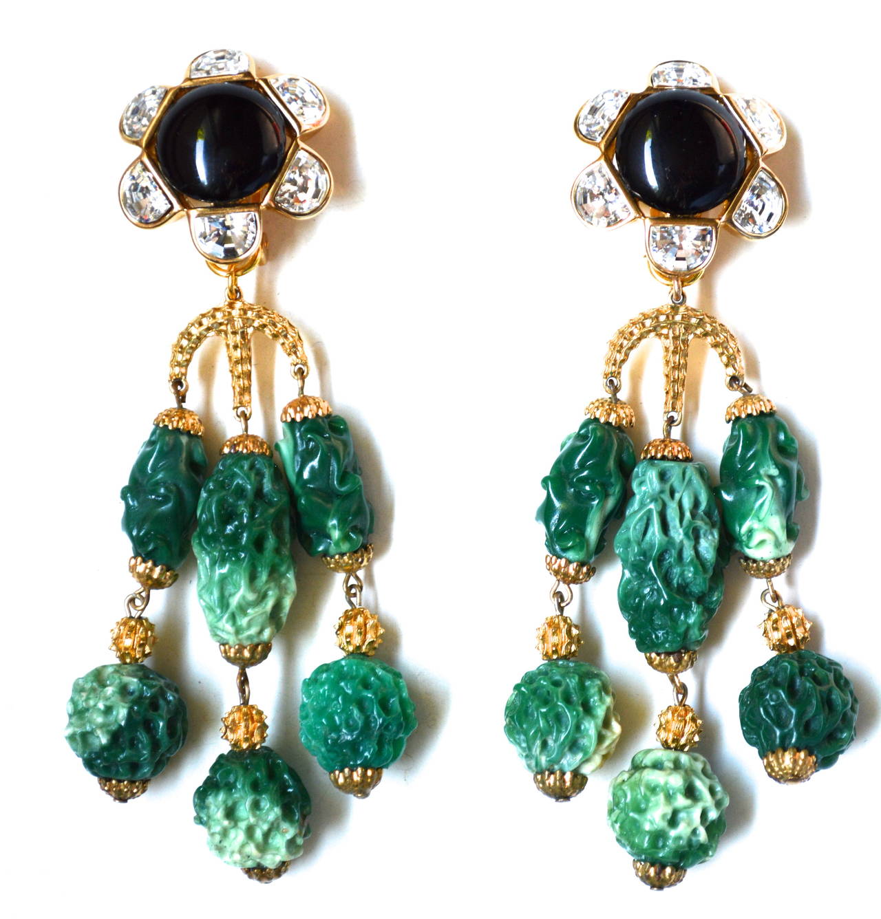 Women's Dior Couture Green Drop Earrings