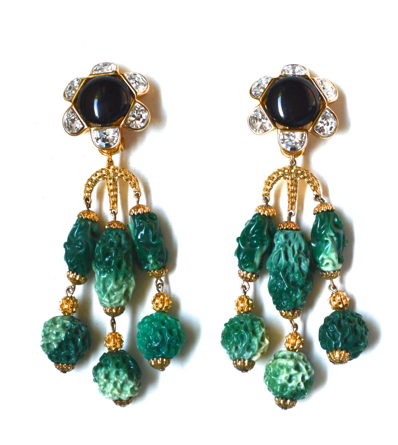 Dior Couture Green Drop Earrings 1