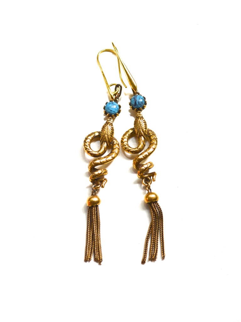 Art Deco Snake Fringe Earrings
