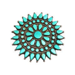 Zuni Turquoise Silver Brooch Extra Large