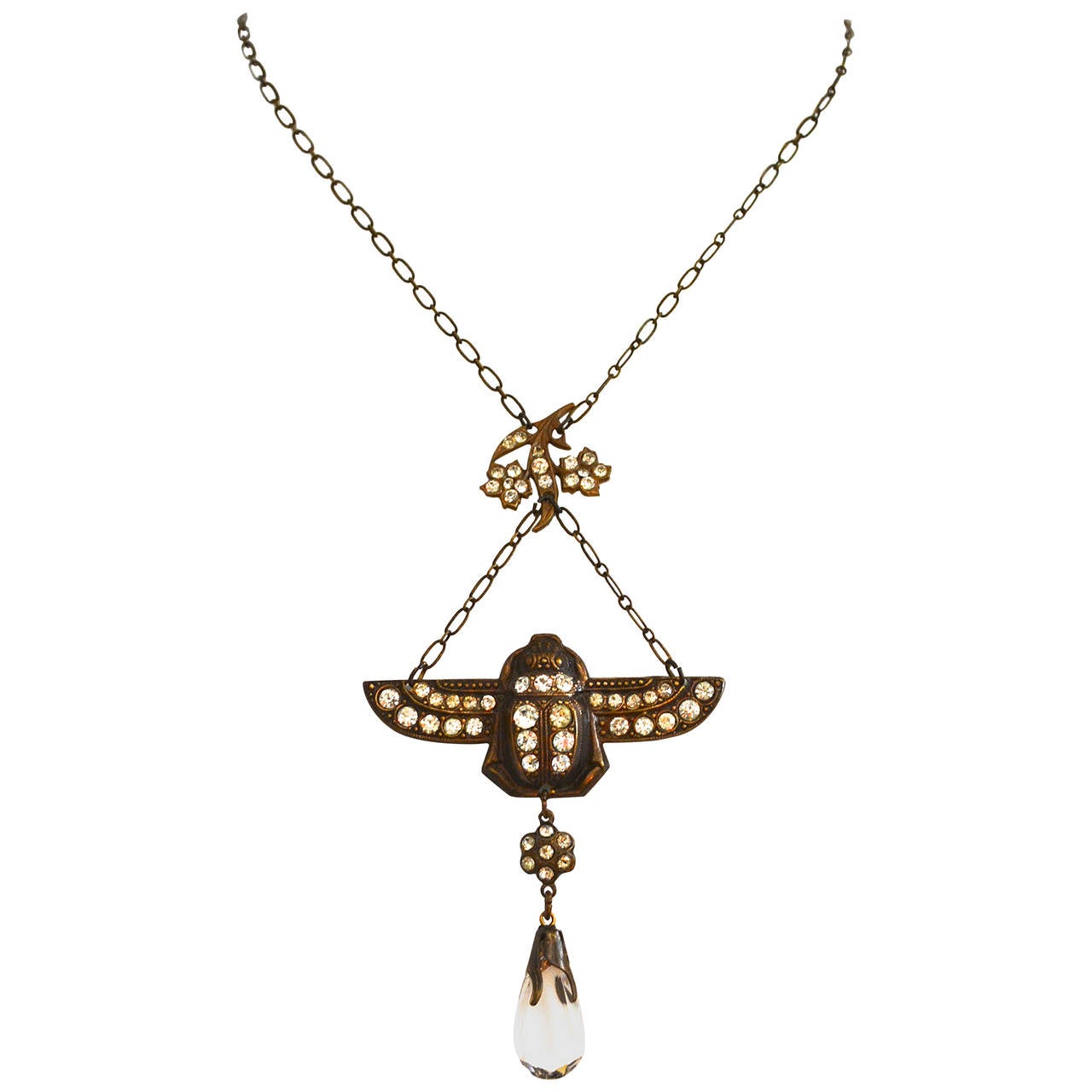 Scarab Deco Glass Necklace