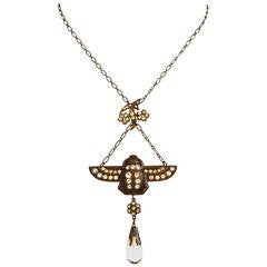 Antique Scarab Deco Glass Necklace