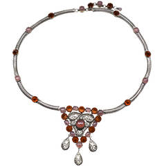 Vintage Schreiner New York Huge Art Glass Necklace/ 1960s